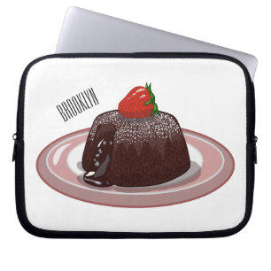 Chocolate lava cake cartoon illustration laptop sleeve