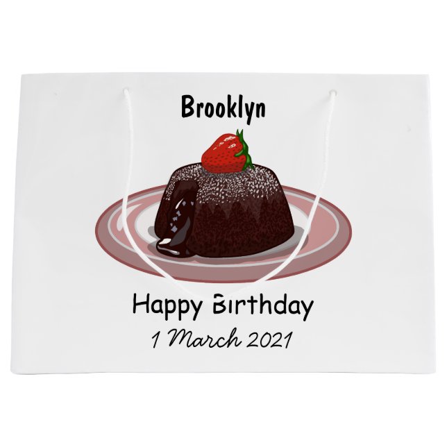 Chocolate lava cake cartoon illustration large gift bag (Front)