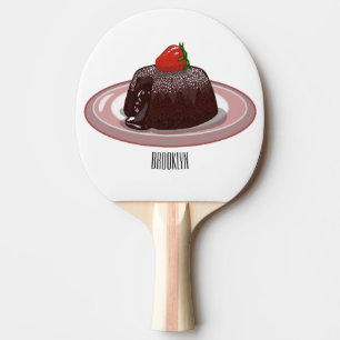 Chocolate lava cake cartoon illustration  ping pong paddle
