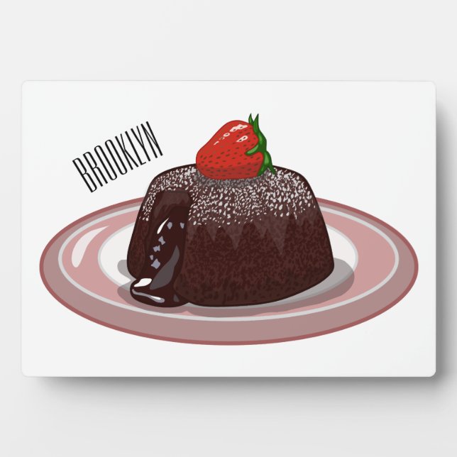 Chocolate lava cake cartoon illustration  plaque (Front)