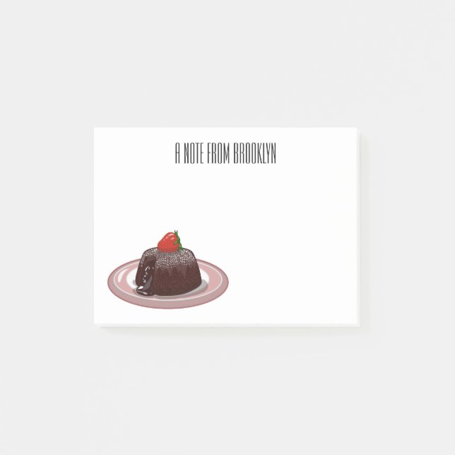 Chocolate lava cake cartoon illustration post-it notes (Front)