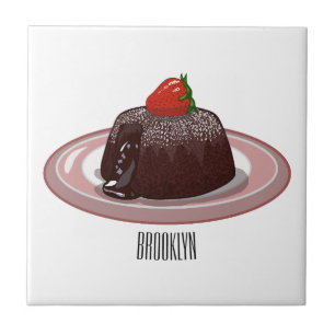 Chocolate lava cake cartoon illustration tile