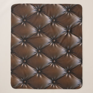Chocolate Leather: Luxurious Upholstery Texture Sherpa Blanket