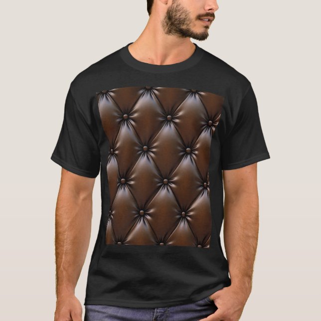 Chocolate Leather: Luxurious Upholstery Texture T-Shirt (Front)