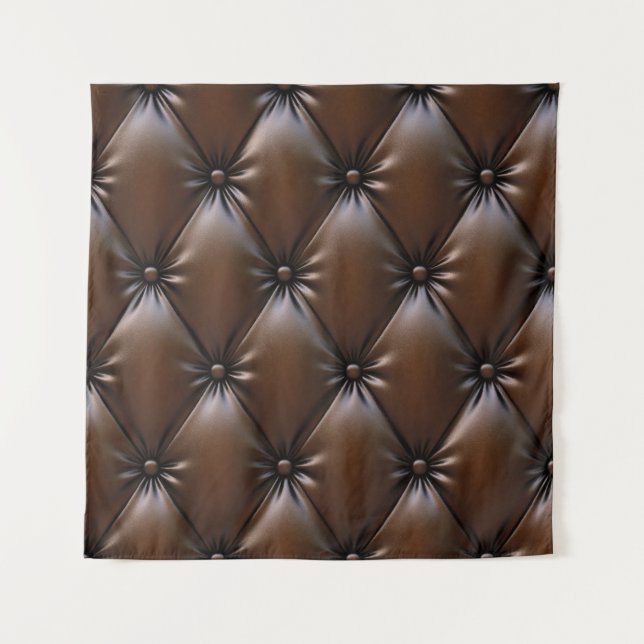 Chocolate Leather: Luxurious Upholstery Texture Tapestry (Front)
