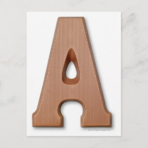 Chocolate letter a postcard