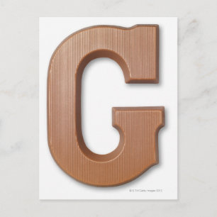 Chocolate letter g postcard