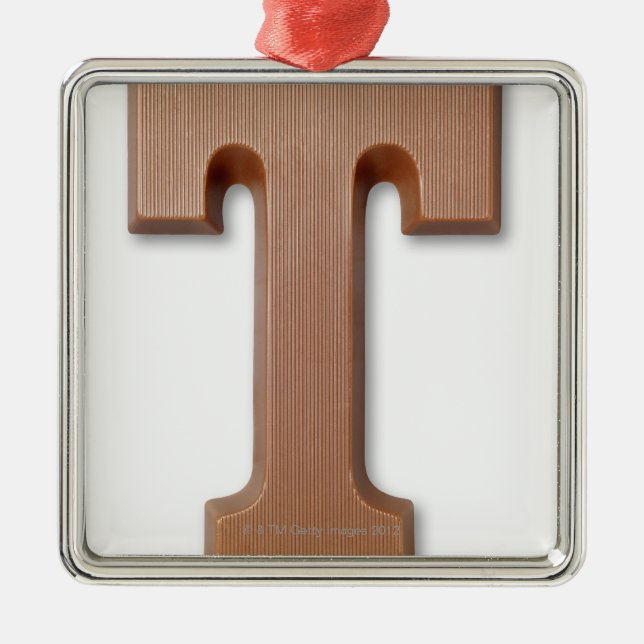 Chocolate letter t metal ornament (Front)