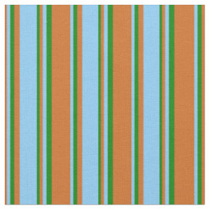Chocolate, Light Sky Blue, and Green Pattern Fabric