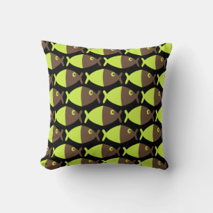 Chocolate Lime Fish Throw Pillow