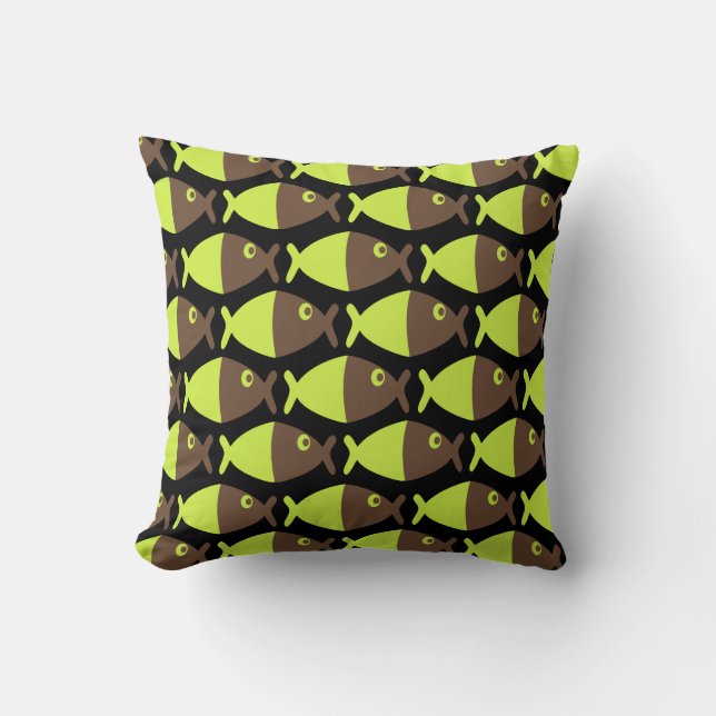 Chocolate Lime Fish Throw Pillow (Front)