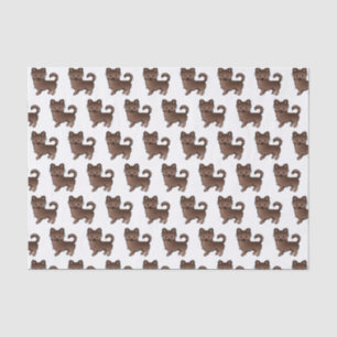 Chocolate Long Coat Chihuahua Cute Dog Pattern Tissue Paper