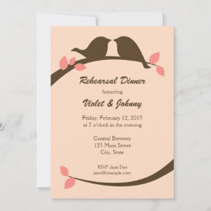 Chocolate Love Birds Rehearsal Dinner Invitations