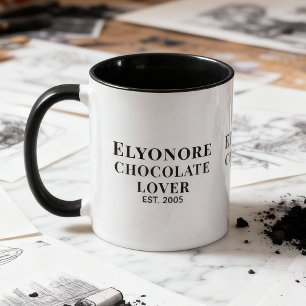 Chocolate Lover Black Script Personalized Name Est Mug