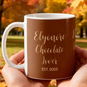 Chocolate Lover Cream Script Personalized Name Est Coffee Mug