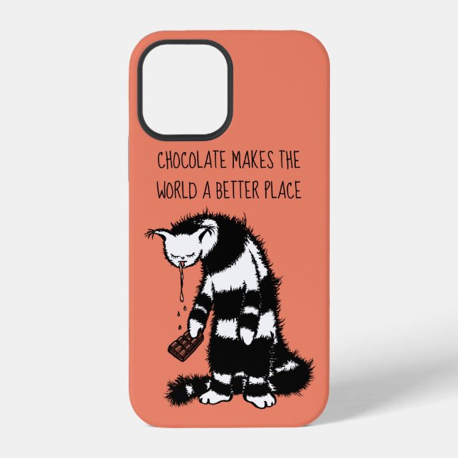 Chocolate Lover Design - Funny Cat Character iPhone Case (Back)
