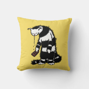 Chocolate Lover Funny Weird Cat Throw Pillow