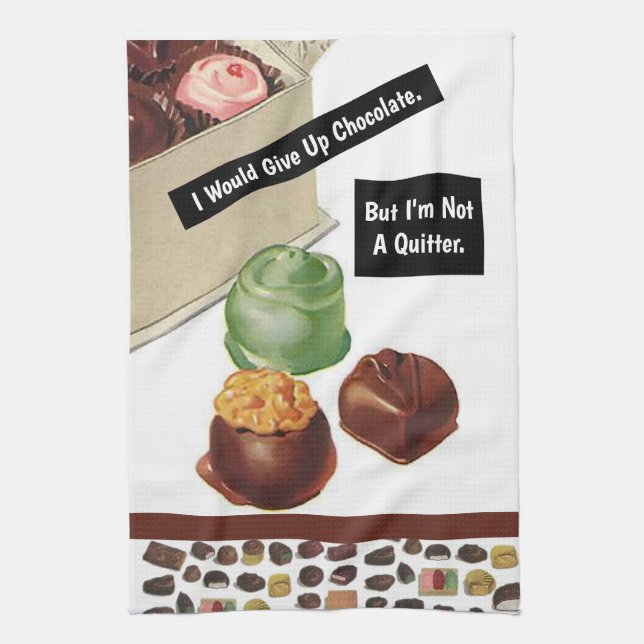 Chocolate Lover Vintage Funny Sarcastic Kitchen Towel (Vertical)