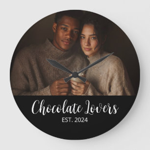 Chocolate Lovers Couple Established Photo Gift Large Clock
