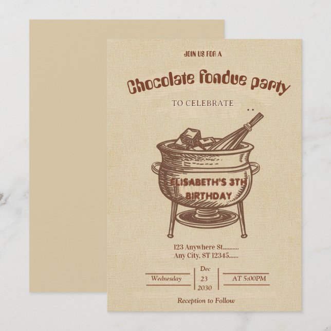 Chocolate Lovers Fondue Party Invitation (Front/Back)