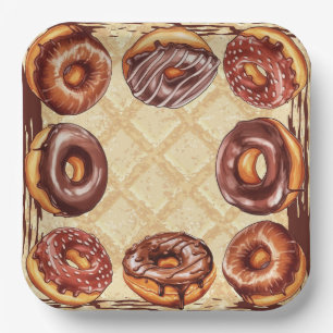 Chocolate lover's paper plate, Chocolate donut Paper Plate