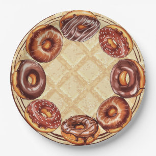 Chocolate lover's paper plate, Chocolate donut Paper Plate