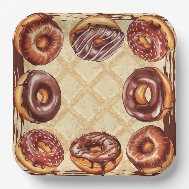Chocolate lover's paper plate, Chocolate donut Plate (Front)