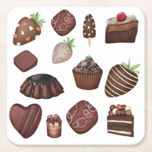 Chocolate Lovers Square Paper Coaster