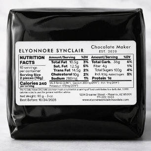 Chocolate Maker Nutrition Facts Packaging