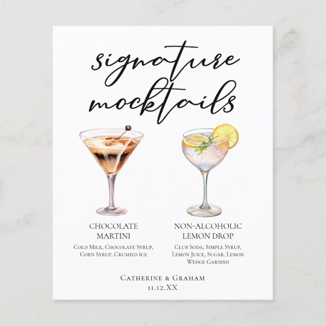 Chocolate Martini Lemon Drop Dessert Mocktail Menu (Front)