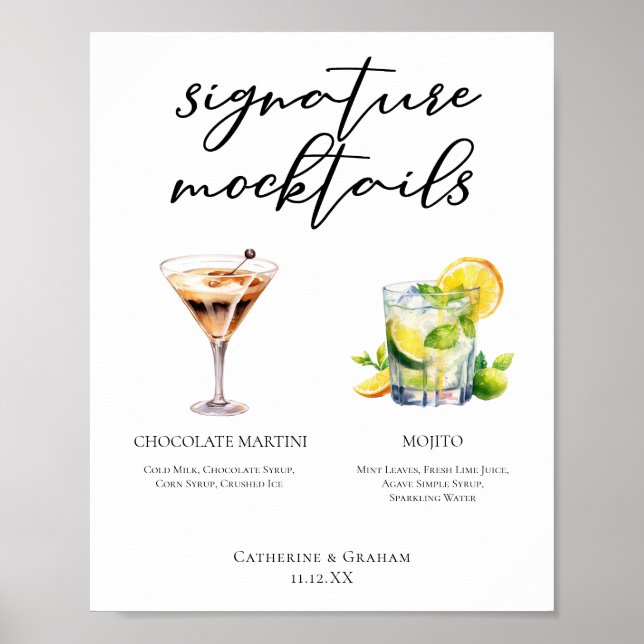 Chocolate Martini Virgin Mojito Mocktails Menu Poster (Front)