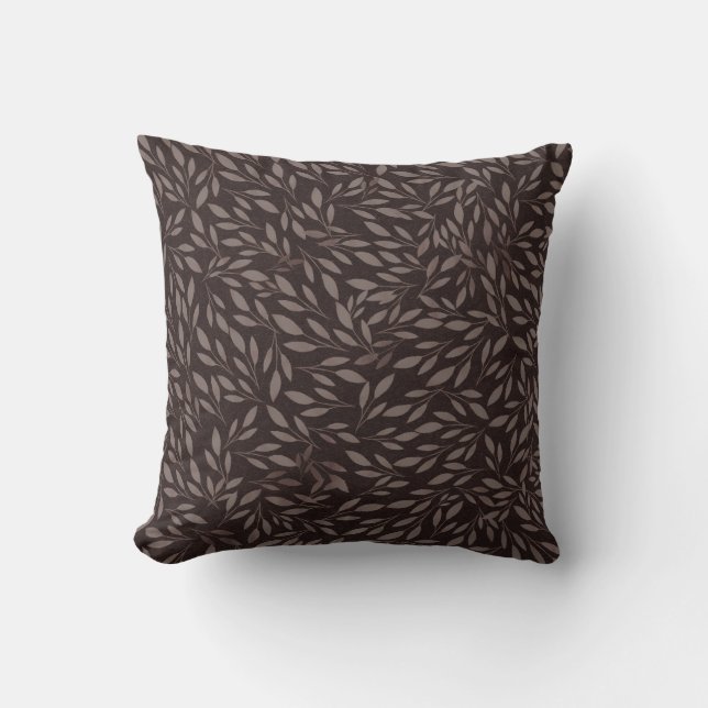 Chocolate Mauve Pink Leaves Botanical Wedding Throw Pillow (Front)
