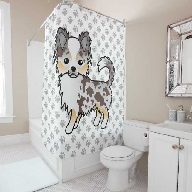 Chocolate Merle Long Coat Chihuahua Dog & Paws (In Situ)