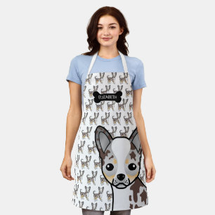 Chocolate Merle Smooth Coat Chihuahua Dog & Name Apron