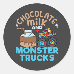 Chocolate Milk and Monster Trucks T-Shirt Classic Round Sticker
