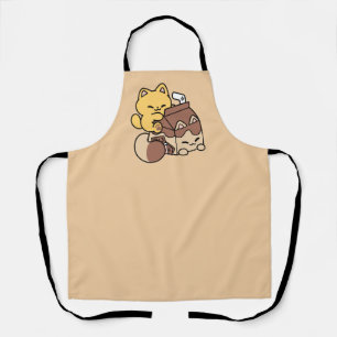 Chocolate Milk Sipping on Bliss – Kawaii Cat Food  Apron