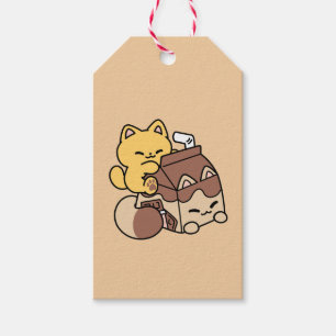 Chocolate Milk Sipping on Bliss – Kawaii Cat Food  Gift Tags