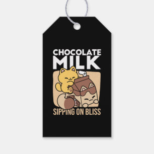 Chocolate Milk Sipping on Bliss – Kawaii Cat Food  Gift Tags