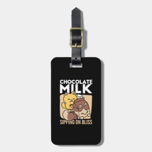 Chocolate Milk Sipping on Bliss – Kawaii Cat Food  Luggage Tag