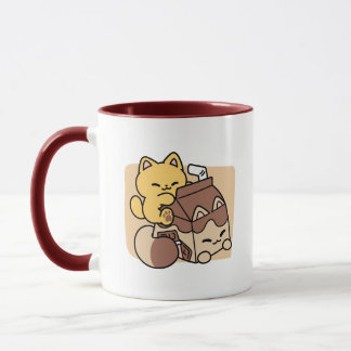 Chocolate Milk Sipping on Bliss – Kawaii Cat Food Mug