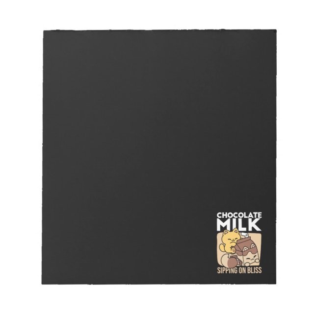 Chocolate Milk Sipping on Bliss – Kawaii Cat Food  Notepad (Front)