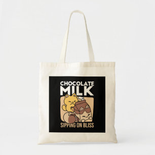 Chocolate Milk Sipping on Bliss – Kawaii Cat Food  Tote Bag