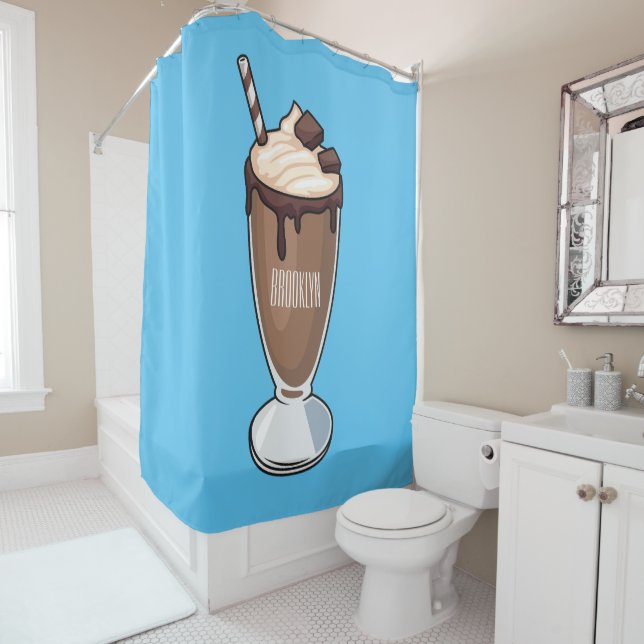 Chocolate milkshake cartoon illustration  (In Situ)