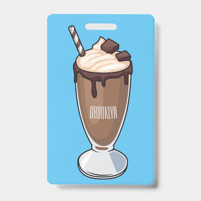 Chocolate milkshake cartoon illustration  badge (Front)