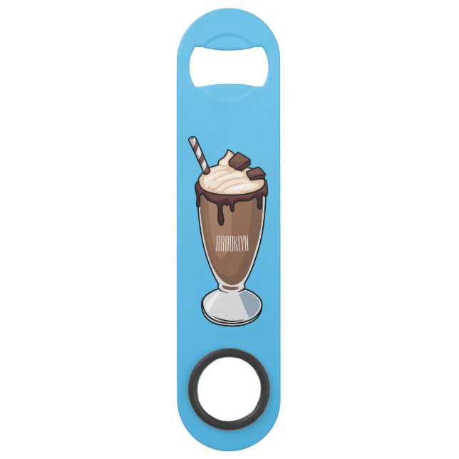 Chocolate milkshake cartoon illustration  bar key (Front)