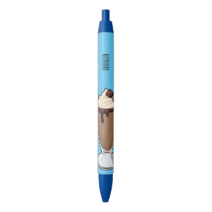 Chocolate milkshake cartoon illustration black ink pen