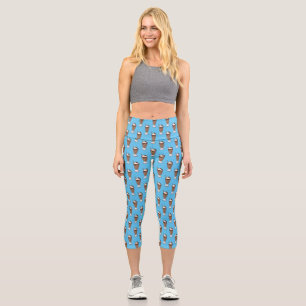 Chocolate milkshake cartoon illustration capri leggings