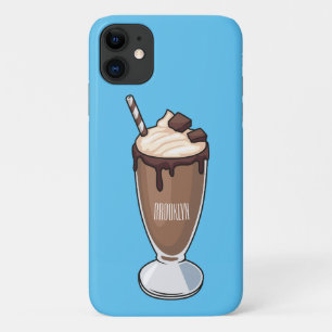 Chocolate milkshake cartoon illustration  iPhone 11 case