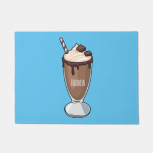 Chocolate milkshake cartoon illustration  doormat