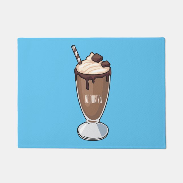 Chocolate milkshake cartoon illustration  doormat (Front)